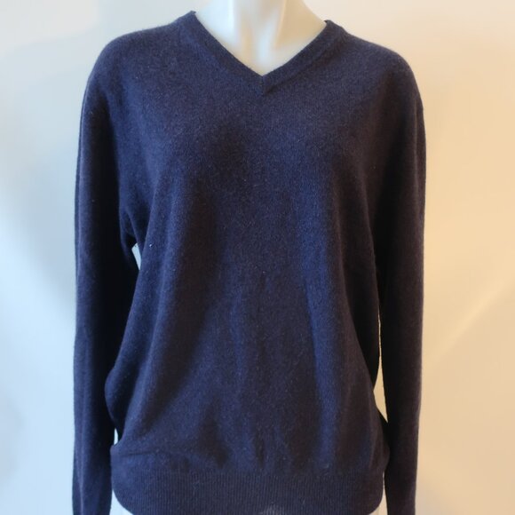 Mens Bloomingdale's The Men's Store Blue V-Neck Cashmere Sweater L * - Picture 1 of 12